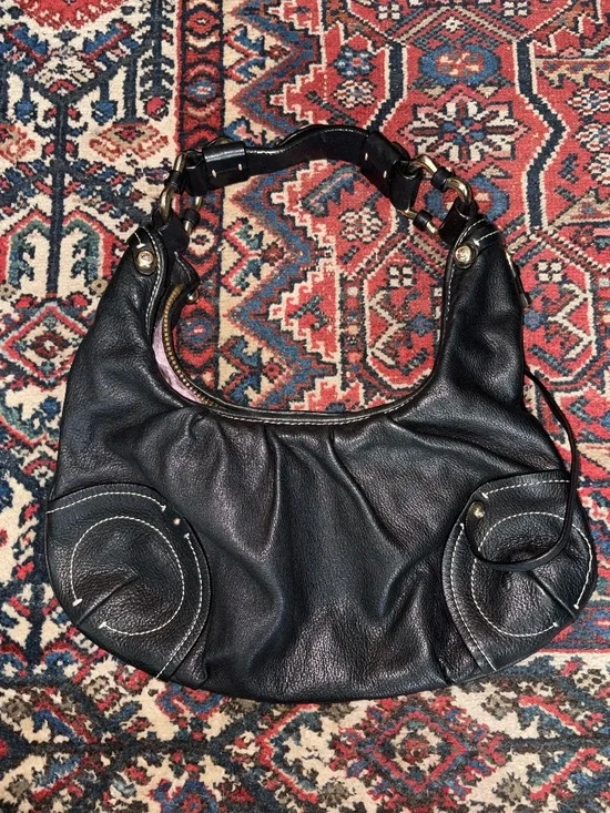 Vintage Juicy Couture Black Leather Hobo Bag - Picture 1 of 4